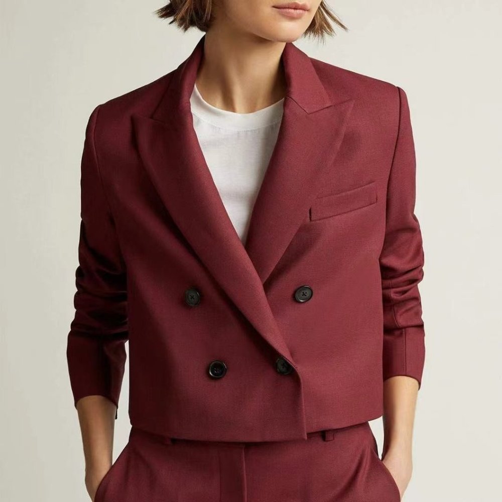 Argent Boxy Virgin Wool Red Blazer